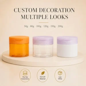 50g 250g PET Flip Top Cotton Pad Jar plastic jar Supply Chain BPA Free 68 Neck Facial Cotton Wipe Swab Storage Container OEM