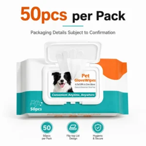 50pcs Disposable Pet Glove Wipes for Dogs Cats Waterless Pet Cleaning Wipes Supplier