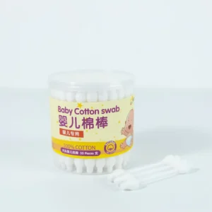 55Pcs Gentle Double Gourd Baby Cotton Swabs Hygienic Bamboo and Paper Stick Skin Friendly White Plastic for Baby’s Skin Care