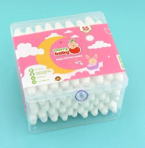 55pcs Disposable Bamboo Cotton Swabs Double Head Cotton Buds for Ear Cleaning & Makeup Removal