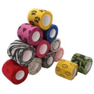 5cm*4.5m Custom Printed Bandage Waterproof Nonwoven Elastic Cohesive Bandage Latex Veterinary Colored Vet Wrap Bandage