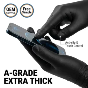 5mil Black Nitrile Gloves Latex Free Disposable Food Handling Tattoo Use Waterproof Anti Slip Touch Screen