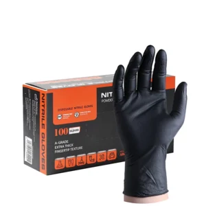 6 Mil Black Disposable Nitrile Gloves Examination Gloves Smooth Texture Protective Nitrile Gloves Non Sterile for Safe Use