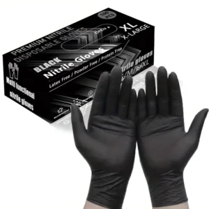 6 Mil Thick Heavy Black Disposable Nitrile Gloves 100 Piece Box Safety Protective Gloves Machine Repair Latex Free Powder Free