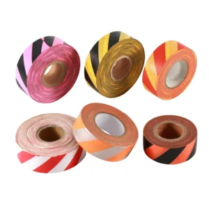 6 Pack Flagging Tape with Assorted Colors Stripes 1 Inch x 100 ft Non-Sticky Plastic Marking Warning Tape for Floor