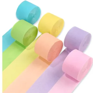 6 Rolls Colorful Crepe Paper Streamer for Birthday Decoration