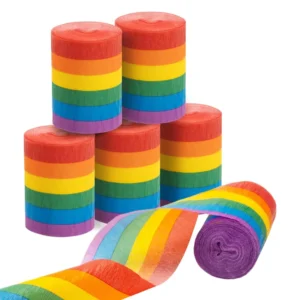 6 Rolls Rainbow Party Streamers Crepe Paper Rainbow Party Decorations for Pride Party Candyland Backdrop DIY Supplies Art Crafts