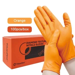 6mil 8 Mil Orange Nitrile Gloves Diamond Texture Grip Disposable Black Nitrile Gloves for Industrial Use