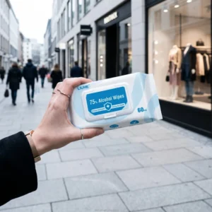 75% Alcohol Wipes Eco-Friendly Antibacterial Flushable Non-Woven Scented Individually Wrapped 60pcs Extra Soft 99.9%