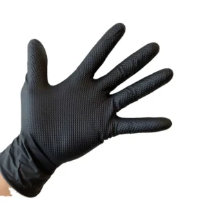 8 Mil Black Mechanical Gloves Diamond Nitrile Gloves Disposable Powder Free Car Repair Work Nitrile Gloves