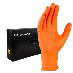 8 Mil Heavy Duty Disposable Nitrile Gloves 100 Pieces in Boxes Black Orange Machine Repair Work Safety Gloves
