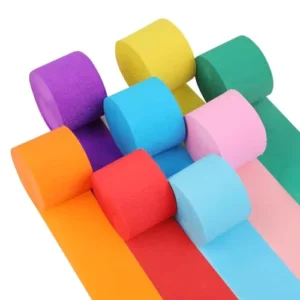 8 Rolls Biodegradable Colorful Decorative Crepe Paper Streamers for Party Weddings Carnivals Festive Occasions 4.5cm X 25m