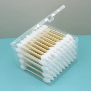 80pcs Disposable Bamboo Cotton Swabs Double Head Cotton Buds for Ear Cleaning & Makeup Removal