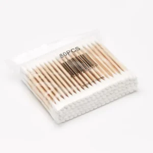 80pcs Disposable Bamboo Cotton Two Head Multifunctional Cotton Swabs for Ear Cleaning & Makeup Removal