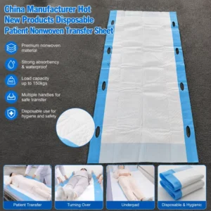 80x190cm With Handles and Absorbent Core Disposable Patient Nonwoven Transfer Sheet