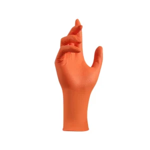 8g Heavy Duty Orange Nitrile Gloves Raised Diamond Texture Grip Powder Free Latex Free Disposable Mechanic Gloves