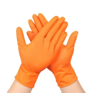 8mil Car Repair Use Black Orange Nitrile Diamond Mechanical Gloves Cleaning Use Industrial Mechanics Disposable Gloves