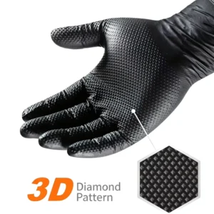 8mil Extra Thick Black Rubber Heavy Diamond Grip Disposable Auto Repair Industrial Working Gloves Nitrile Powder Free