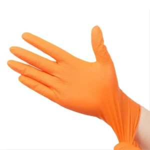 8mil Orange Nitrile Disposable Industrial Gloves Powder Free Oil proof Diamond Textured Nitrile Gloves for Auto Exam