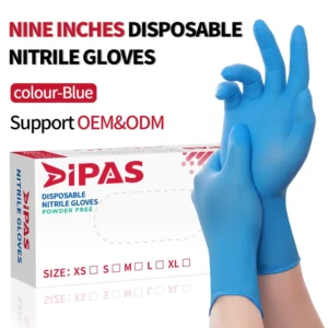 9″ Blue Nitrile Disposable Gloves Powder-Free Industrial & Food Safe