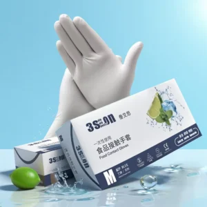9 Inch Natural Latex Gloves Ultra Stretchable Medical Exam Gloves Safety Cuff Anti Slip Waterproof Powder Free Textured