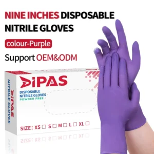 9 Inch Purple Nitrile Gloves Powder Free for Industrial & Food Use