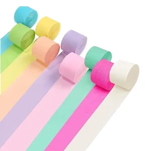 9 Rolls 738ft Pastel Macaron Color Crepe Paper Streamers with Hanging Tassels for Festival Party Decor