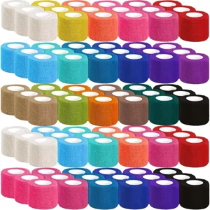 90 Pack 18 Colors Waterproof Self Adhesive Cotton Cohesive Bandage 2 Inch X 5 Yards Bulk Pack for Sports Wrist Ankle