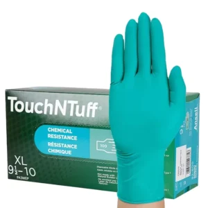 92 600 Green Nitrile Disposable Exam Gloves Anti Chemical Acid Alkali Resistant Waterproof Powder Free Latex Free Silicon