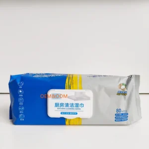 99.9% Antibacterial Kitchen Wet Wipes 80pcs Heavy Duty Grease Cutting Sealed Pack for Stoves& Range Hoods