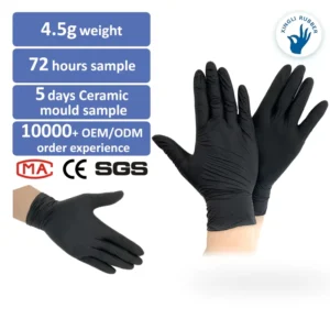 9inches Anti Slip Powder Free Black Nitrile Gloves 50 Pair in 100 Box Disposable Examination Daily Use Nitrile Gloves