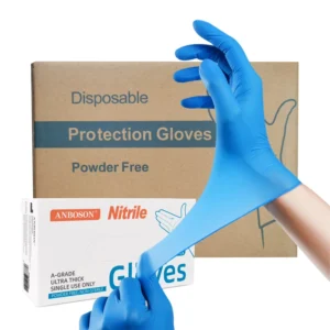 ANBOSO Exam Gloves Blue Synthetic Nitrile Gloves 100 Pcs Box Dental Nitrilo Gloves in Bulk