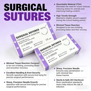 Absorbable Veterinary Surgical Suture with Needle 3 0 4 0 75cm Polyglactin 910 Chromic Catgut