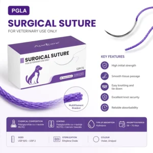 Absorbable Veterinary Vicryl Pgla Surgical Sutures With Needle