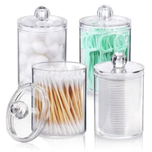 Acryl Storage Jar Lid in Stock Portable for Cotton Swabs Makeup Remover Pads Cotton Rounds Modern Minimalist Design