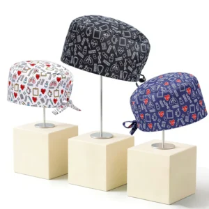 Adjustable Scrub Caps Women Head Cover 2 Buttons Short Hairs Breathable Surgical Hat Man Nurse