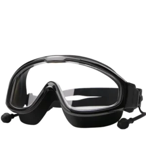Adult Large Frame Swimming Goggles with Earplugs Professional High Definition Anti Fog Silicone
