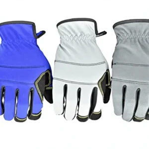 Adult Multi Purpose Work & Mechanic Gloves Full PU Leather Breathable Assorted Colors 3 Pair USA Big Pack