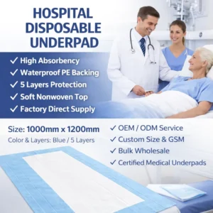 Adult Underpad Oem Manufacturer Medical Factory Hospital Disposable Underpad Nursing Underpad Supplier