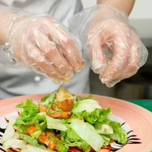 All Purpose Thick Disposable PE Gloves Chemical Resistant & Waterproof Pack of 100 for Home Kitchen Cleaning