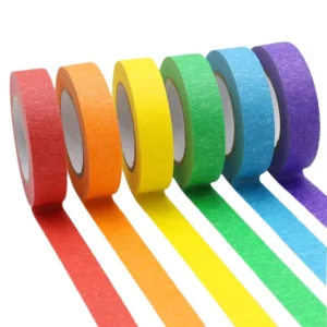 Assorted Colors Washi Masking Tape Single Sided Waterproof Crepe Paper Roll Long Length Rubber Drawing Crafts Party Decor