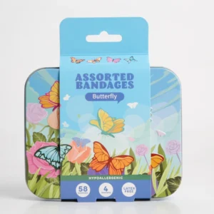 Assorted Latex-Free Butterfly Band Aid Strips 58 Pcs 4 Sizes Hypoallergenic Wound Closure Far Infrared Disinfecting Pain