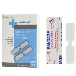 Assorted Pack 10 Hypoallergenic Butterfly Tape Bandages Non-Stick Pad Closure for Wounds Latex-Free Band Aids