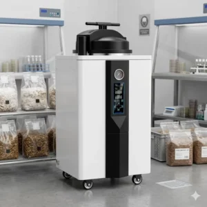 Automatic 100L 150L Vertical Steam Sterilizer with 304 Stainless Steel for Oyster Mushroom Substrate Bags Sterilization