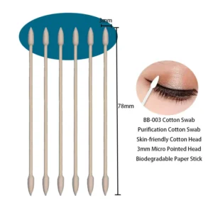 BB 003 Biodegradable Paper Stick 3mm Mini Pointed Purification Cotton Bud Makeup Removing Cotton Swab Qtips