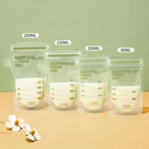 BPA Free Customised Pre sterilized Baby Juice Drink Pouch Breastmilk Water Storage Bags Connectors Hot Stamping Surface Handling