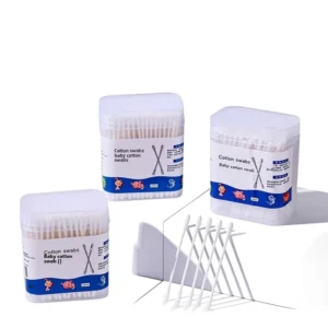 Baby Disposable Double Headed Cotton Swabs with Paper Sticks Boxed for Ear Cleaning & Makeup Use