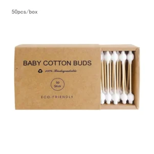 Baby Double Tips Bamboo Cotton Swabs 200 Count Multifunctional Ear Nose Makeup Cleaning Stick Box Packaging