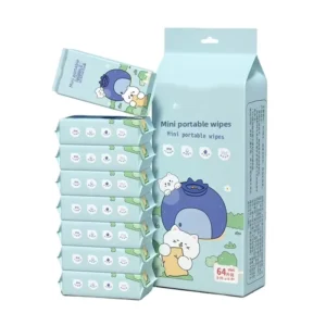 Baby Wet Wipes 64Count Eco Friendly Non Woven Individually Wrapped Antibacterial Extra Soft Cleansing Mini