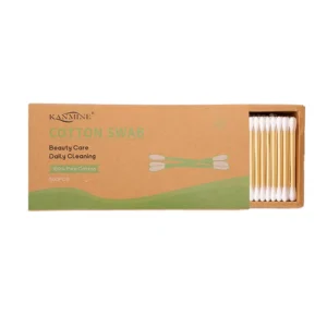 Bamboo Cotton Swab Interdental Brush 500 Count Eco Friendly Double Tips Plastic Free Kraft Paper Box